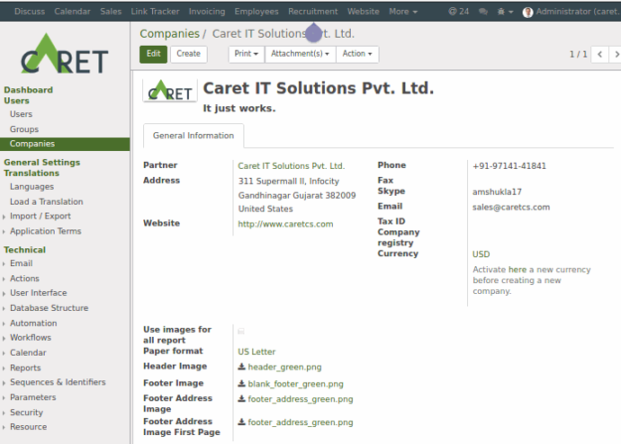 Company Configuration For Report