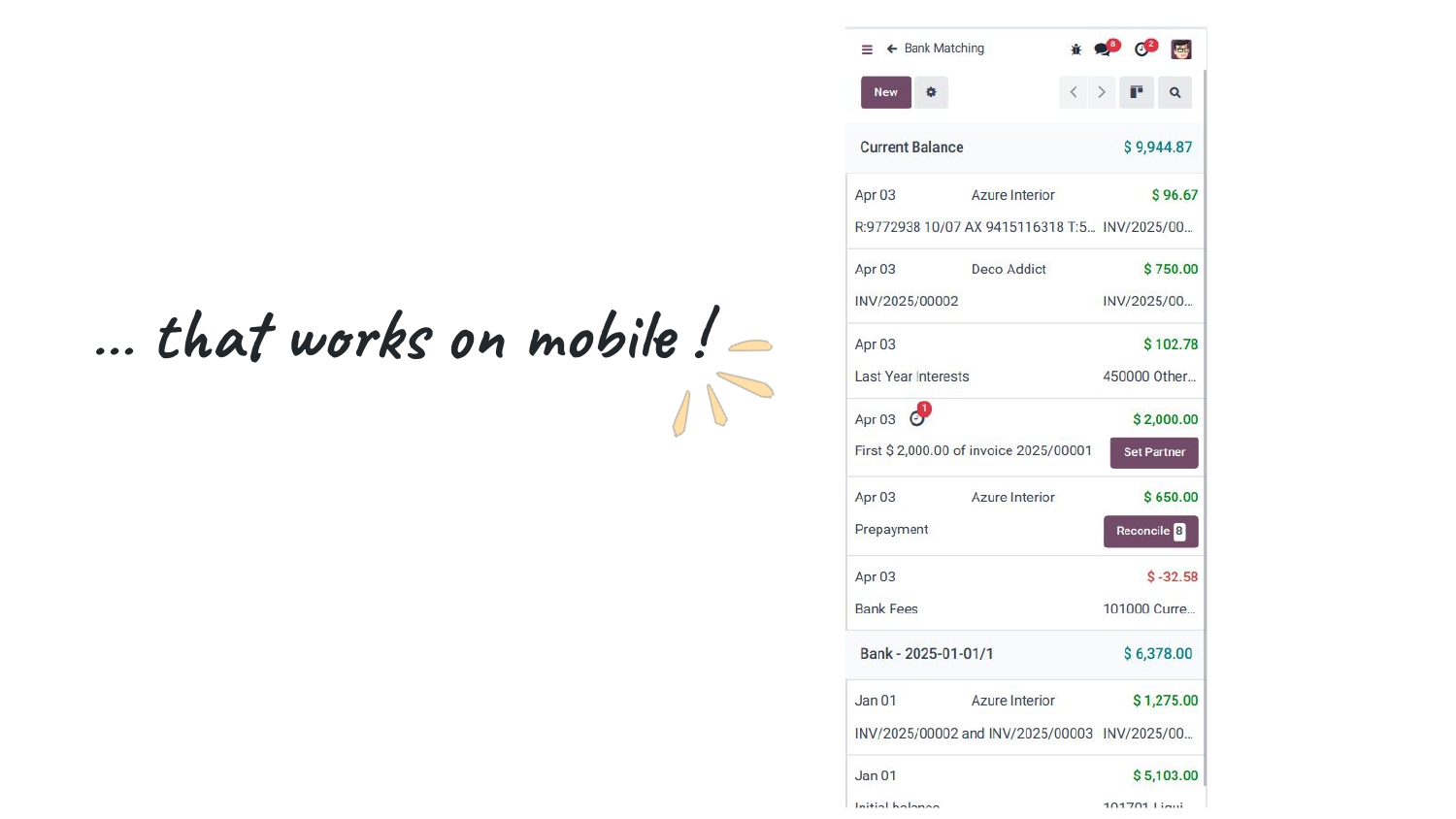odoo accounting mobile view